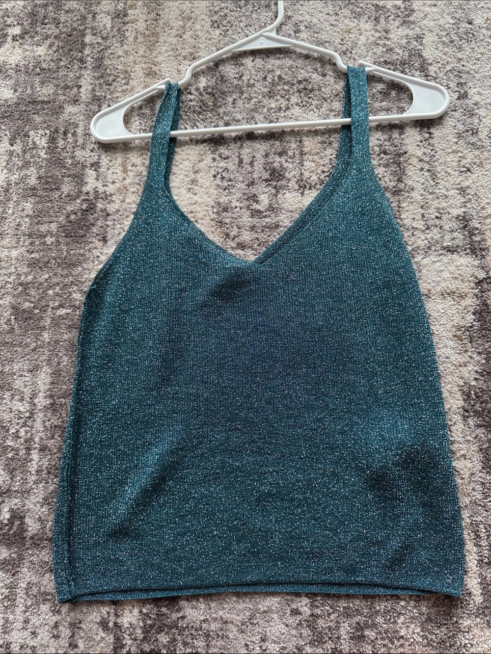 Mango Teal Metallic V-Neck Camisole